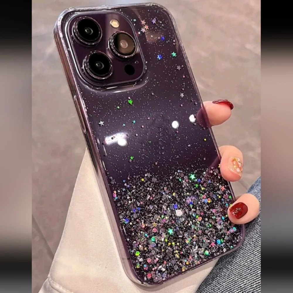 CLEARANCE‼️2pc iPhone 14 Pro Max Sequin Decor Phone Case